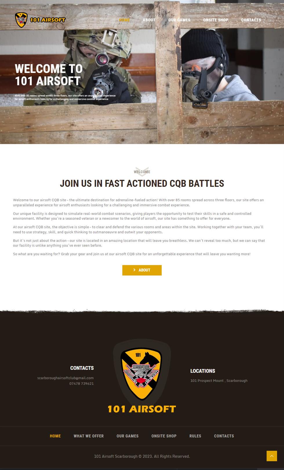 101 Airsoft – Community & Booking Website screenshot
