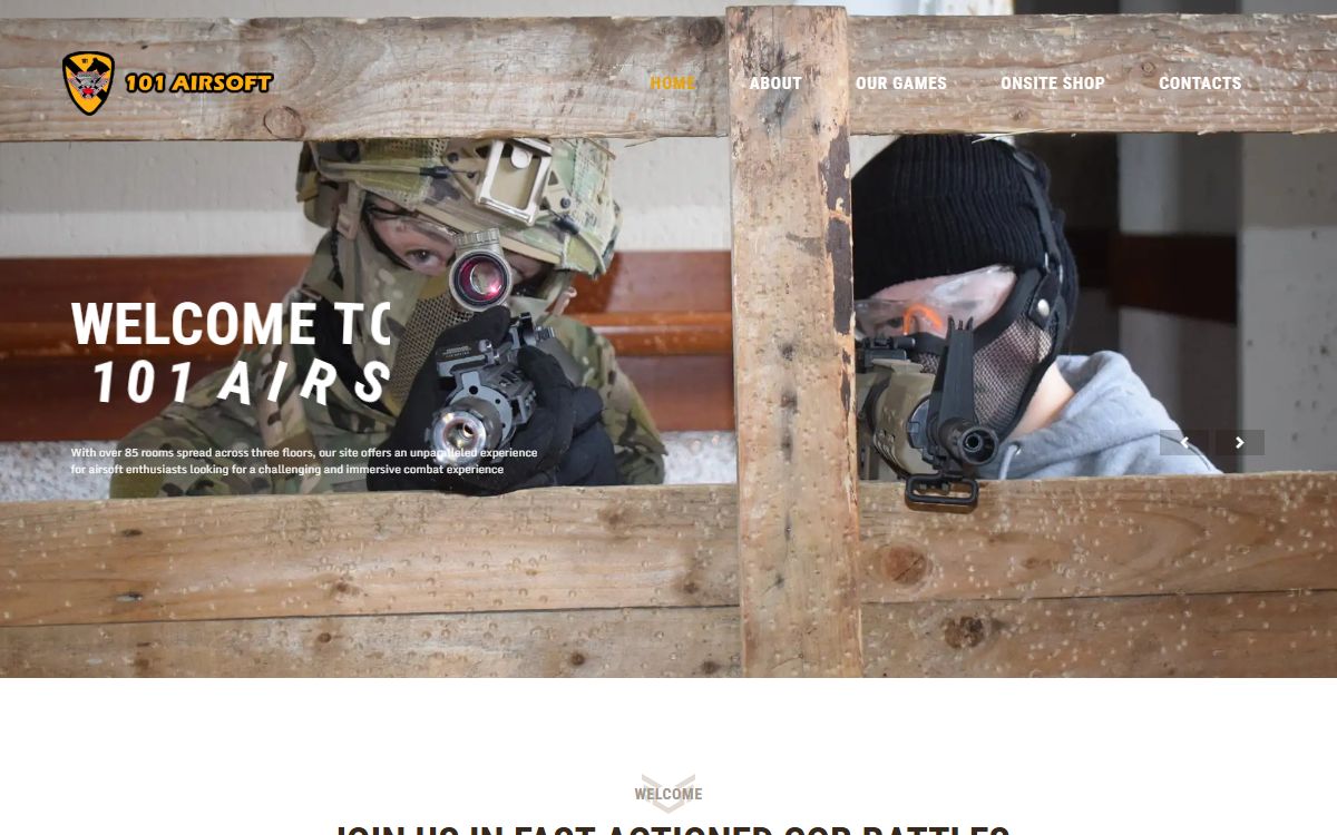 101 Airsoft – Website for an Indoor CQB Airsoft Venue, Scarborough