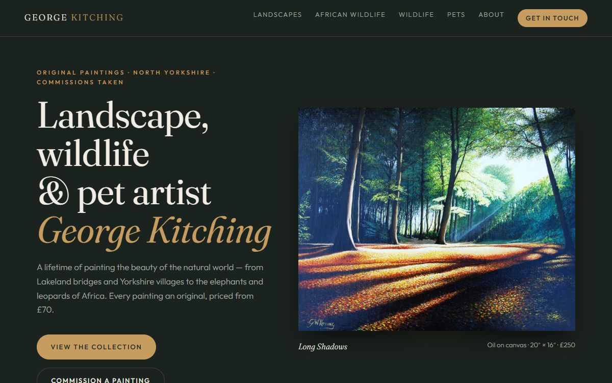George Kitching – Website for a Landscape, Wildlife & Pet Artist, North Yorkshire