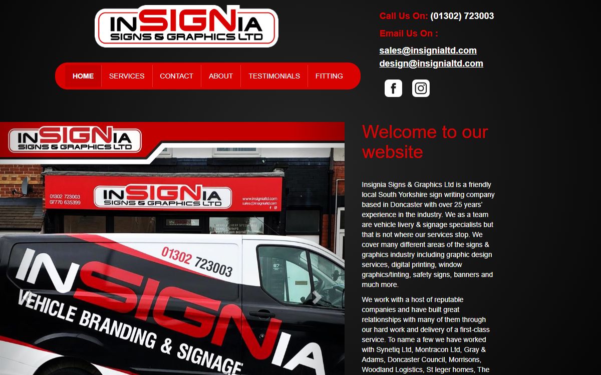 Insignia Signs & Graphics – Website for a Doncaster Sign Maker