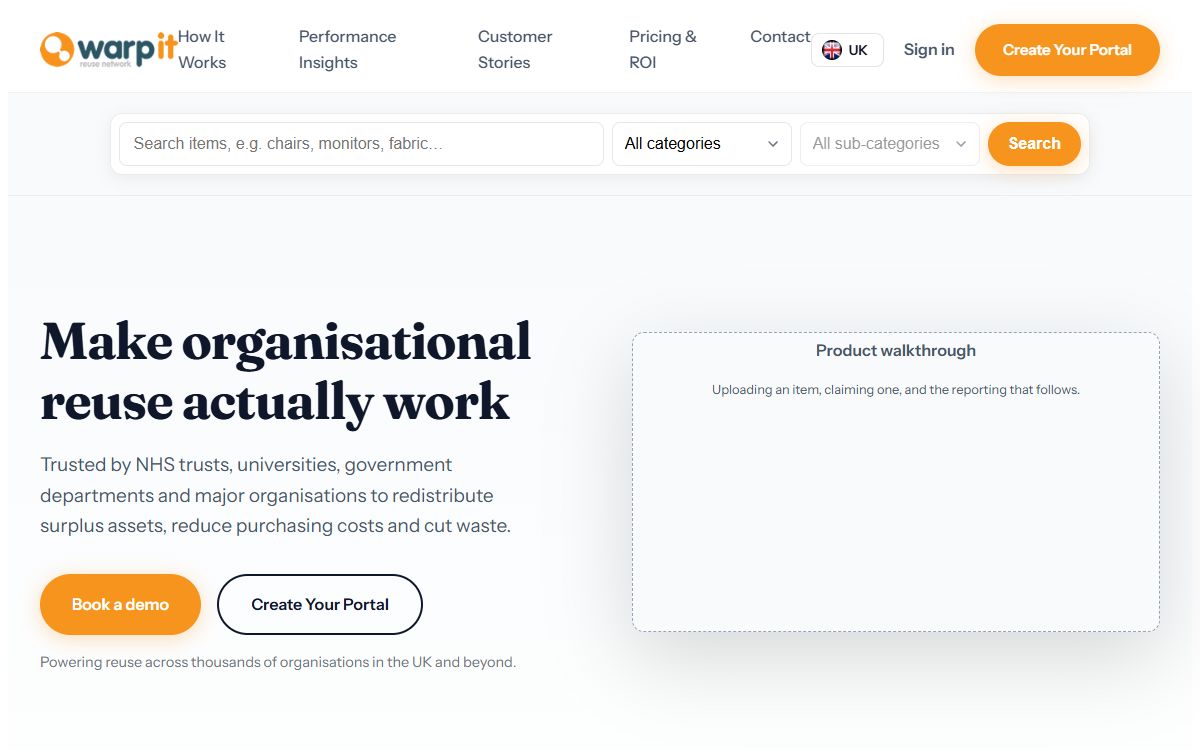 Warp It – Reuse Platform for Universities, Councils, the NHS & Charities
