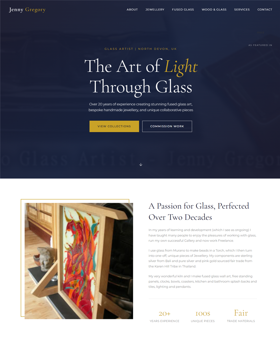 Glass Artist - Brochure Website screenshot