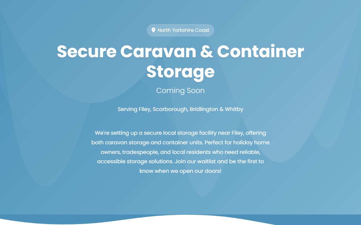 Yorkshire Coast Storage – Launch Website & Waitlist, Filey