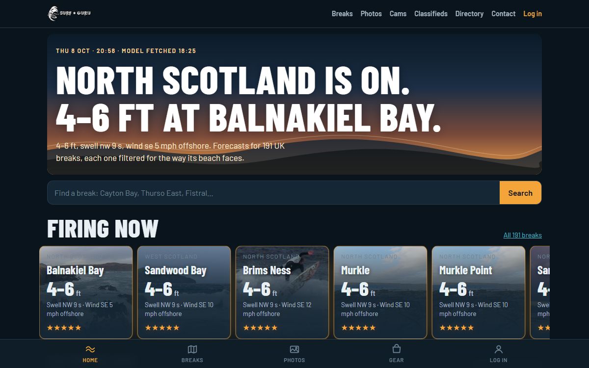 Surf Guru – UK Surf Forecasts, Live Surf Cams & Break Guide screenshot