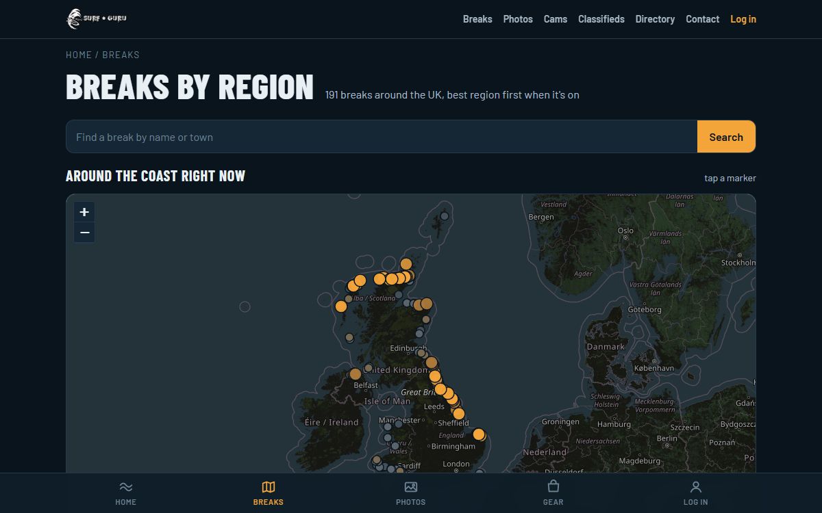 Surf Guru – UK Surf Forecasts, Live Surf Cams & Break Guide screenshot