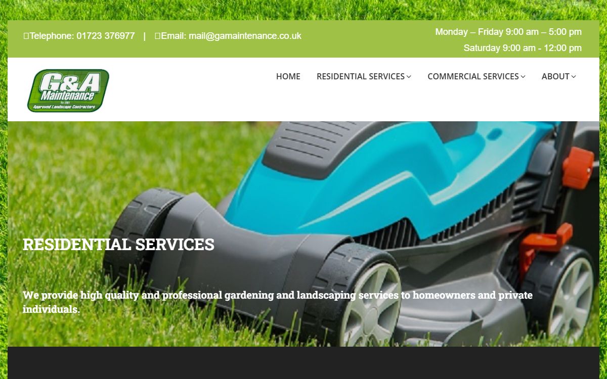 G & A Maintenance – Website for a Landscaping & Groundworks Contractor, North Yorkshire screenshot