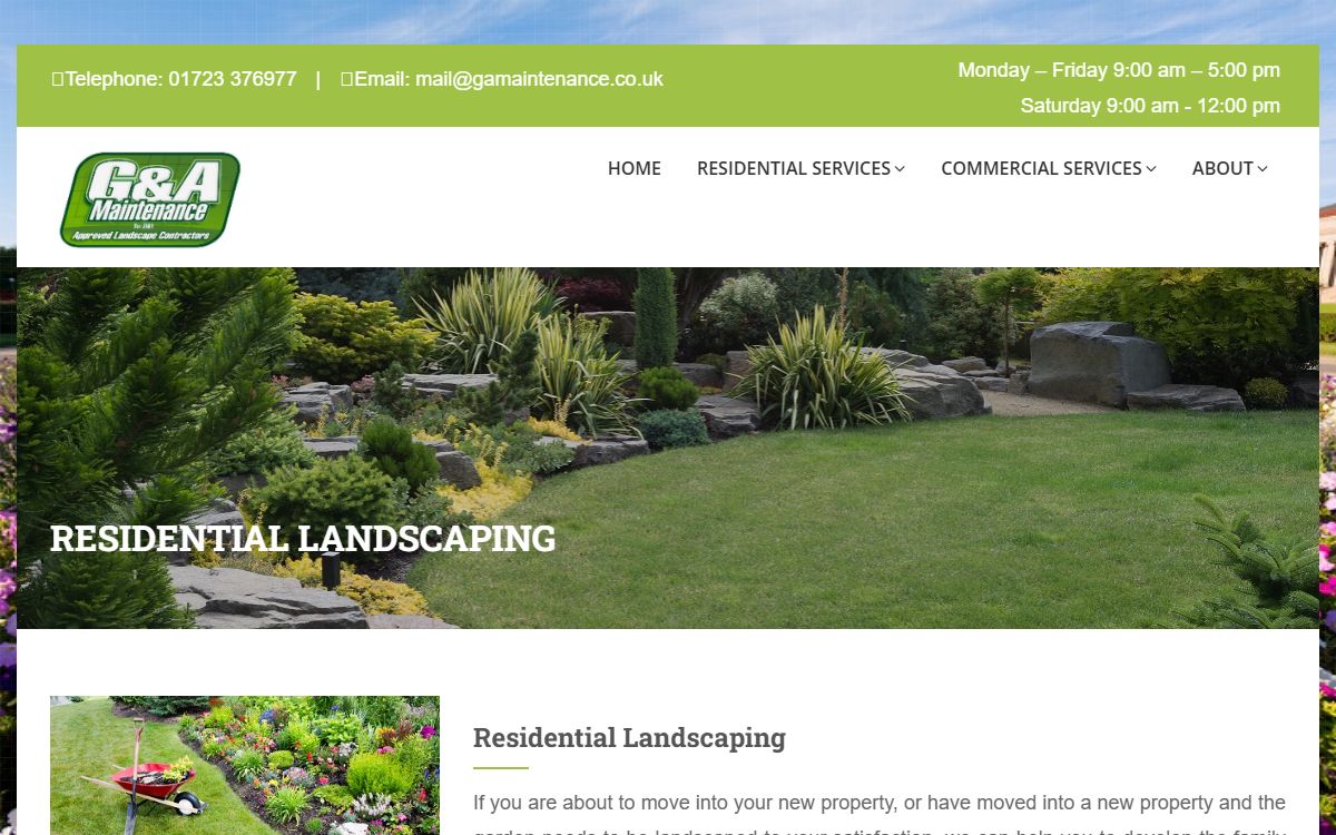 G & A Maintenance – Website for a Landscaping & Groundworks Contractor, North Yorkshire screenshot