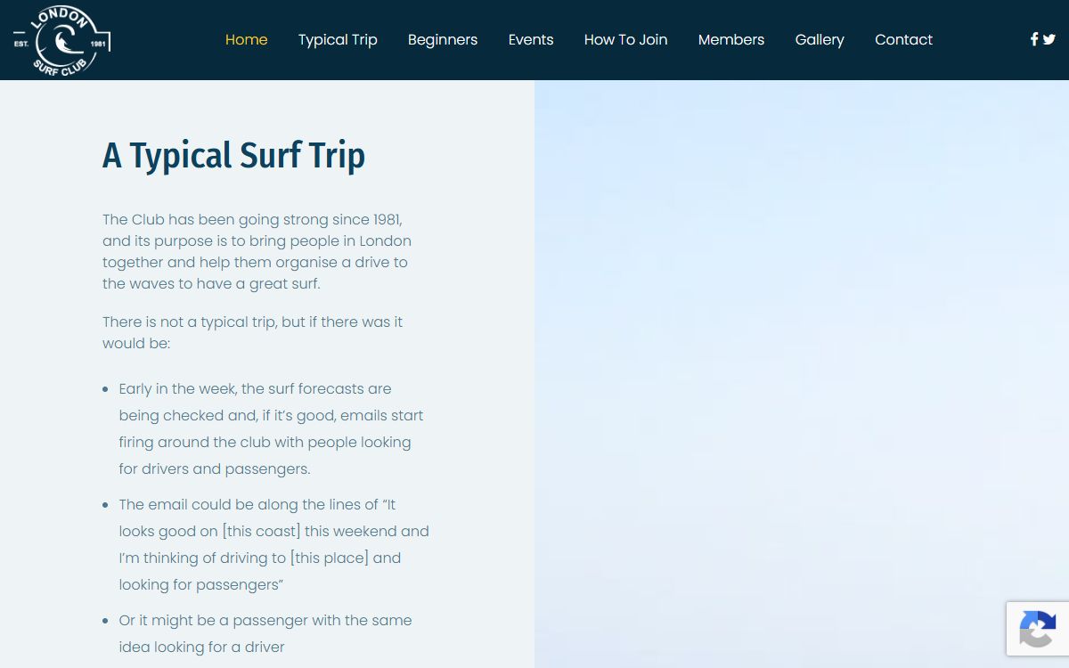 London Surf Club – Membership Website for a Non-Profit Surf Club screenshot