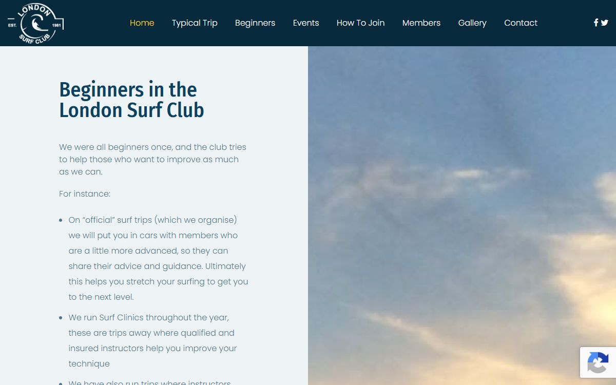 London Surf Club – Membership Website for a Non-Profit Surf Club screenshot