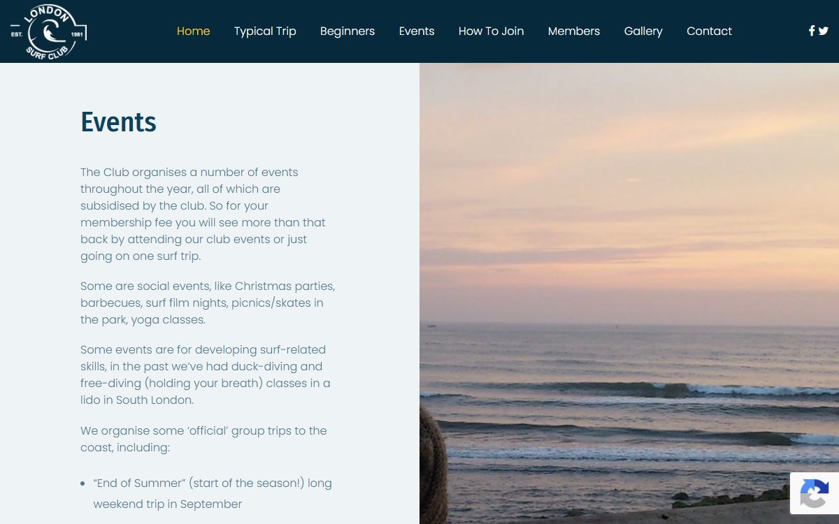 London Surf Club – Membership Website for a Non-Profit Surf Club screenshot