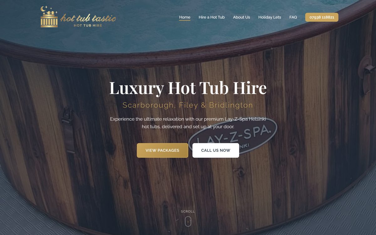 HotTubTastic – Luxury Hot Tub Hire Website screenshot