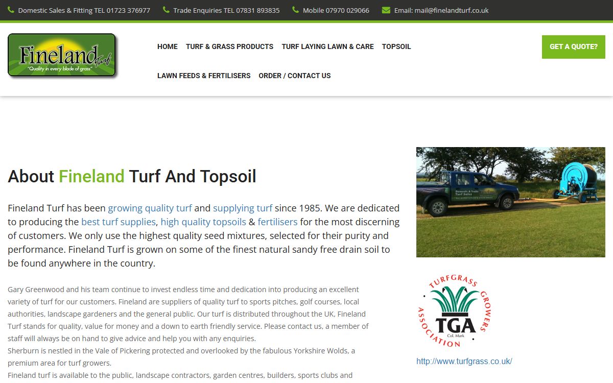 Fine Land Turf – Website for a North Yorkshire Turf Grower screenshot