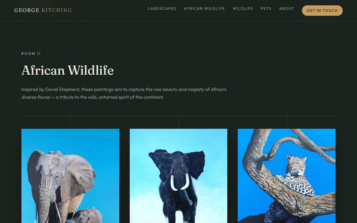 George Kitching – Website for a Landscape, Wildlife & Pet Artist, North Yorkshire screenshot