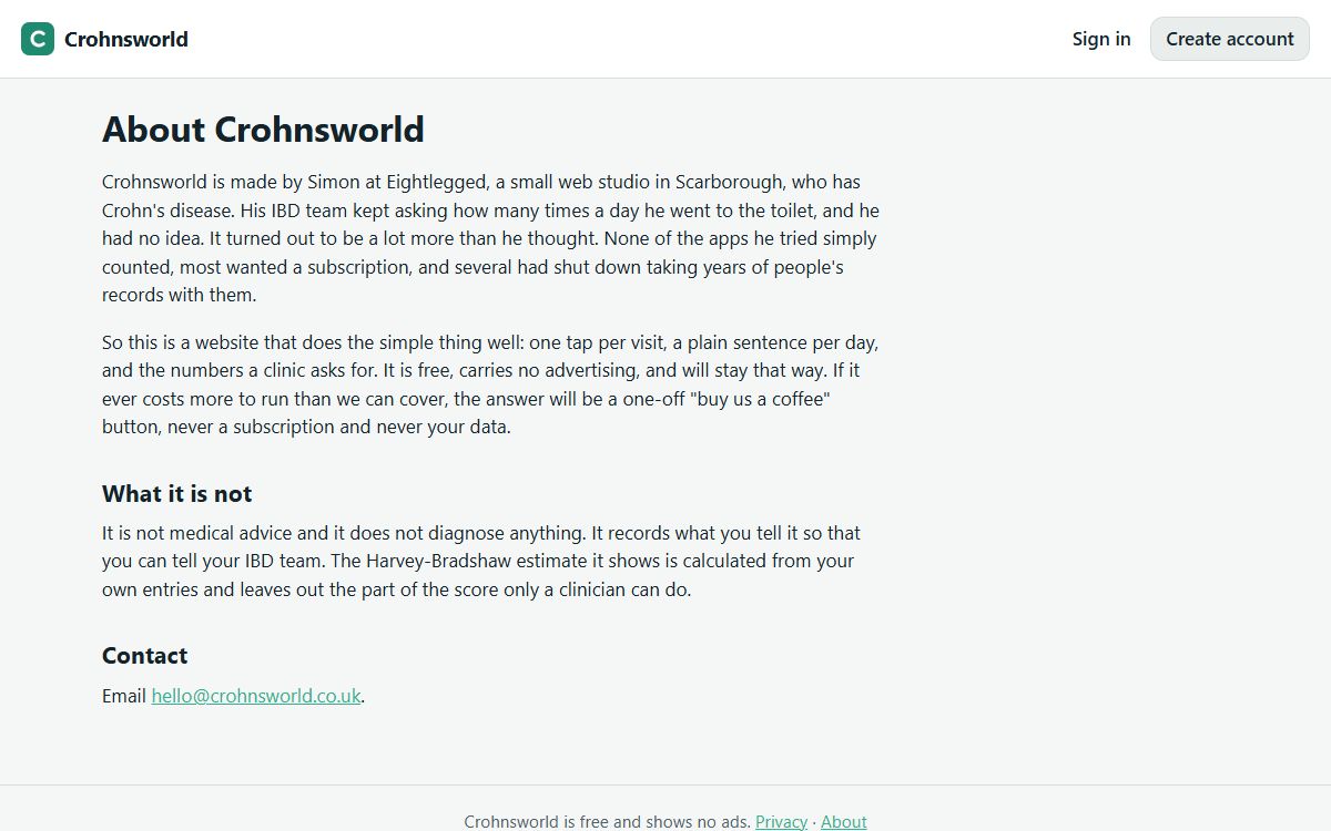 Crohnsworld – A Free Symptom Tracker for People with Crohn's and Colitis screenshot