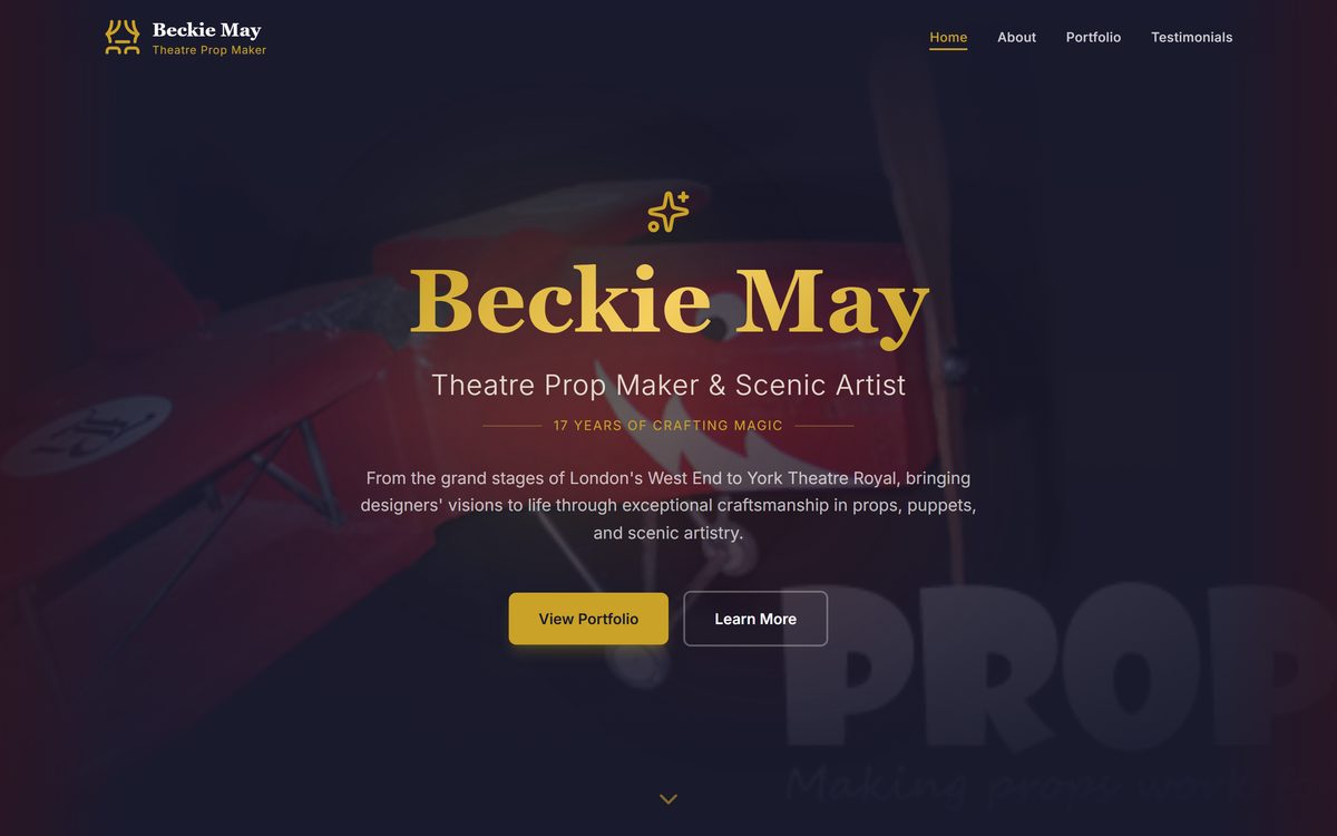 Theatre Prop Maker – Brochure Website screenshot