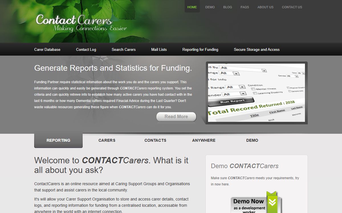 Contact Carers – Case Management & Reporting System for Carer Support Groups screenshot
