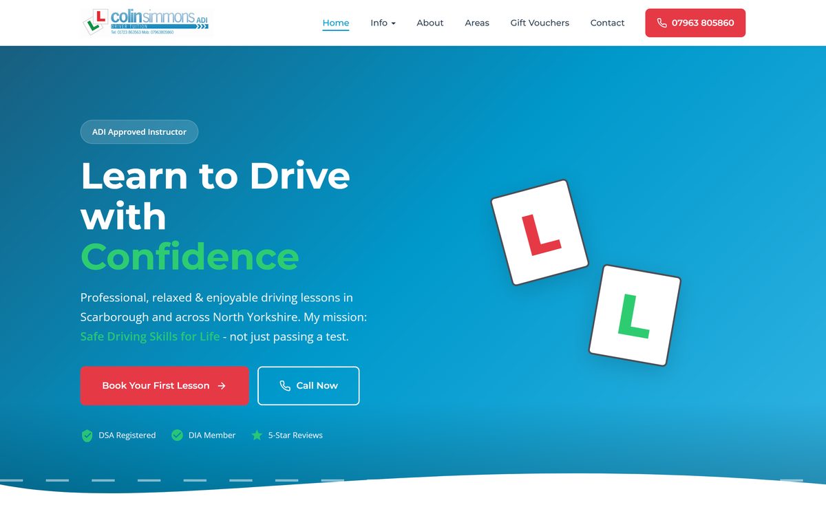 Scarborough Driving School Website screenshot