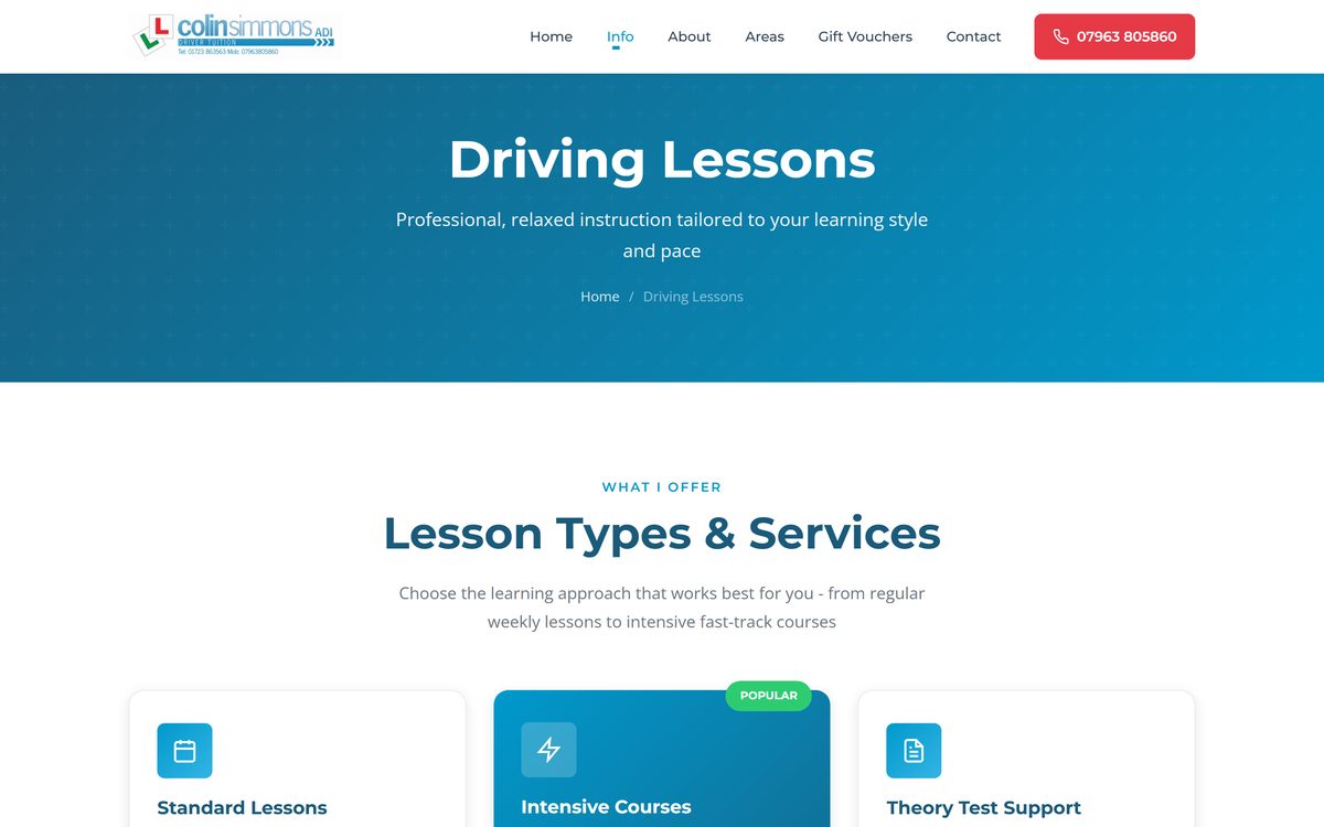 Scarborough Driving School Website screenshot