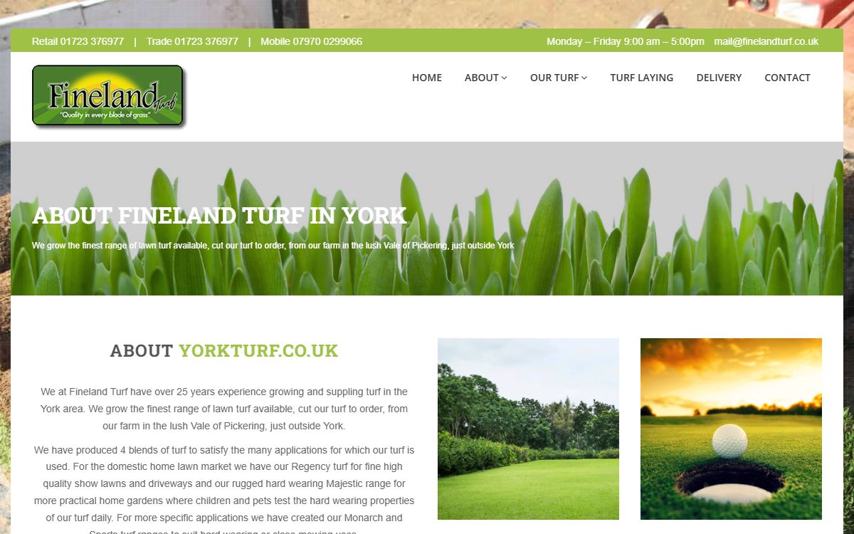 York Turf – Local SEO Website for a York Turf Supplier screenshot