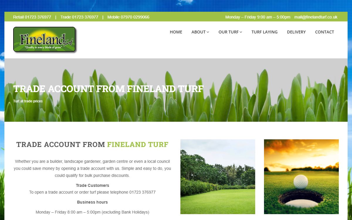 York Turf – Local SEO Website for a York Turf Supplier screenshot