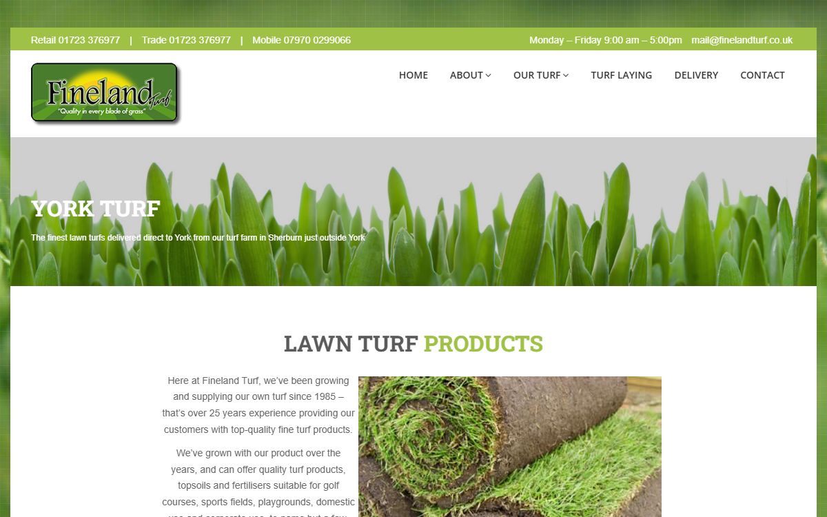 York Turf – Local SEO Website for a York Turf Supplier screenshot